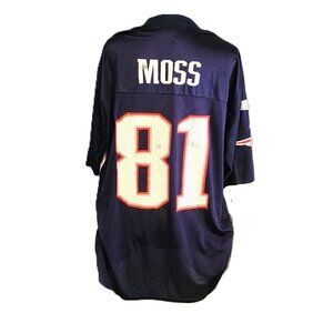 New England Patriots Randy Moss #81 Reebok Navy Large Jersey NFL Football Reebok